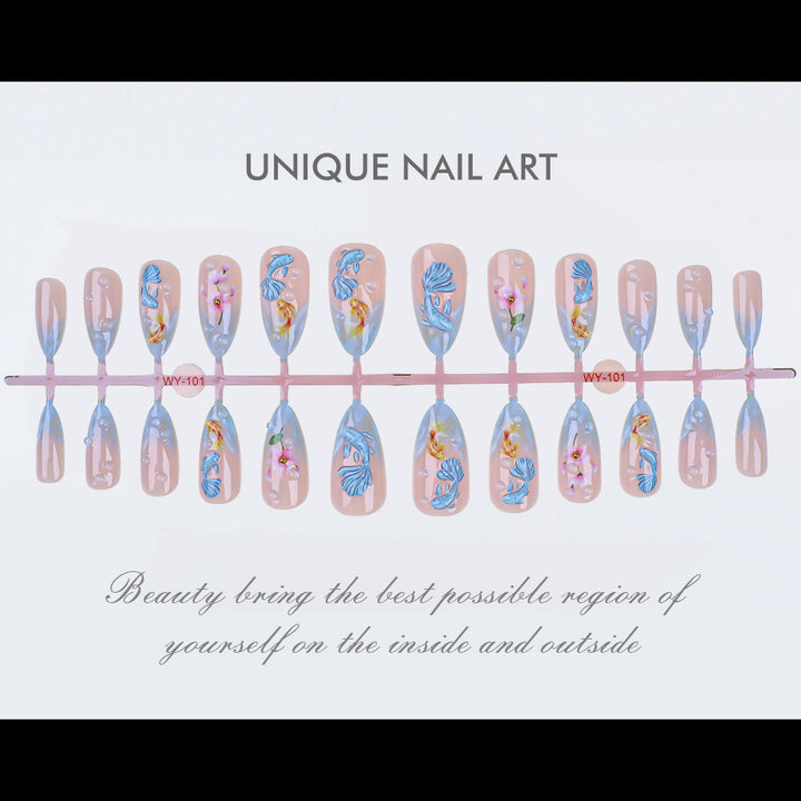 Künstlerisches Blumen-Design Press-On Nagelset Karnz