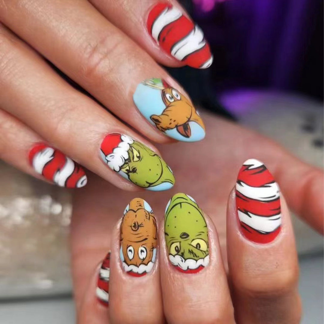 Kunstnagelset mit festlichen 3D-Motiven Karnz