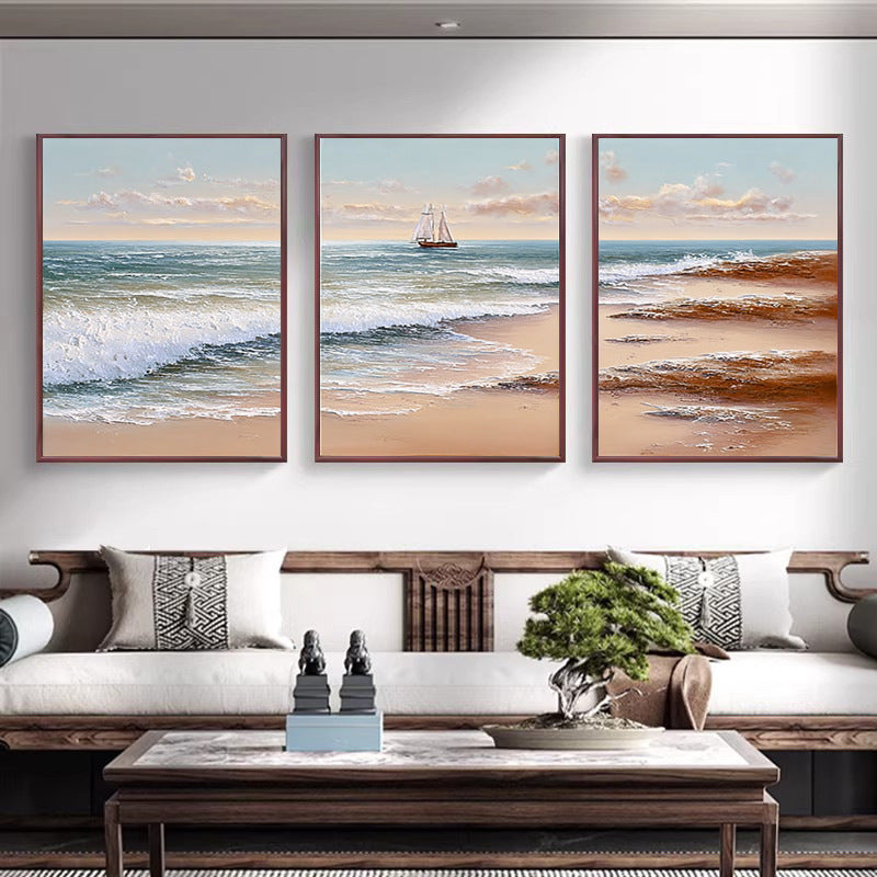 Küsten-Seestück Kunst Triptychon