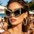Damen Sonnenbrille im extravaganten Design mit luxuriösem Strassbesatz Karnz