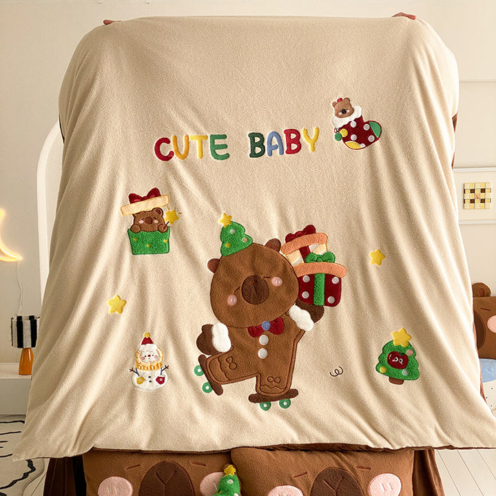 Kuschelige Baby‑Fleecedecke mit Pinguinapplikation und Spieldecken‑Design