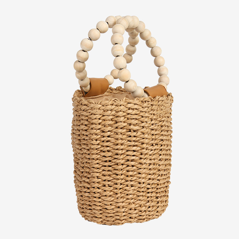 Damen Handgefertigte Korbtasche mit stilvollem Holzgriff Karnz