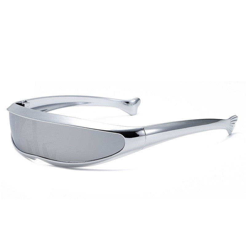 Damen Futuristische Designer-Sonnenbrille mit stilvollem goldenen Rahmen Karnz