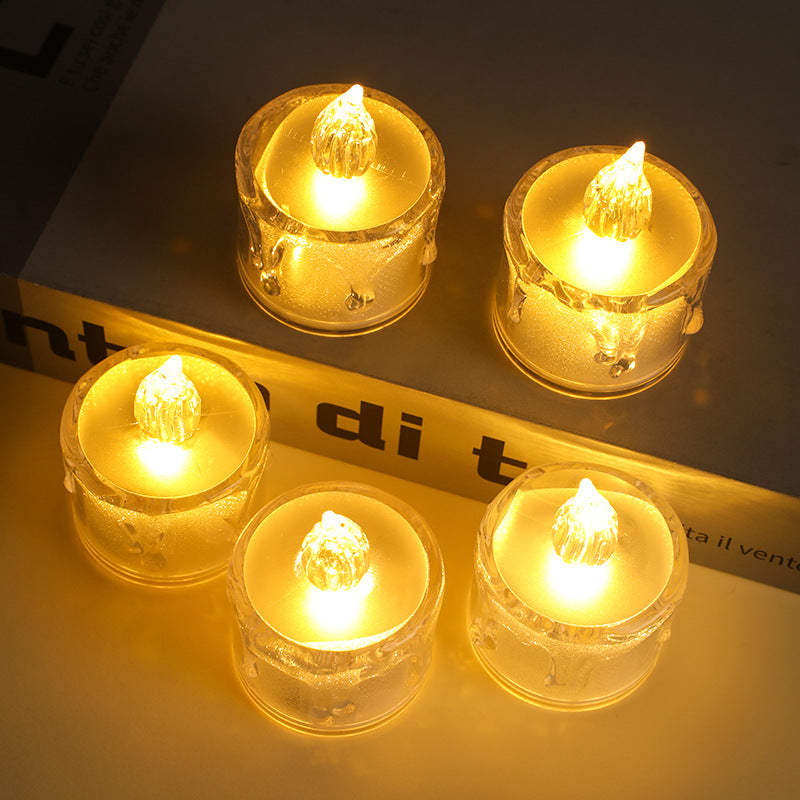 Batterielose LED Teelichter mit Tropf-Effekt Glitzerhülle