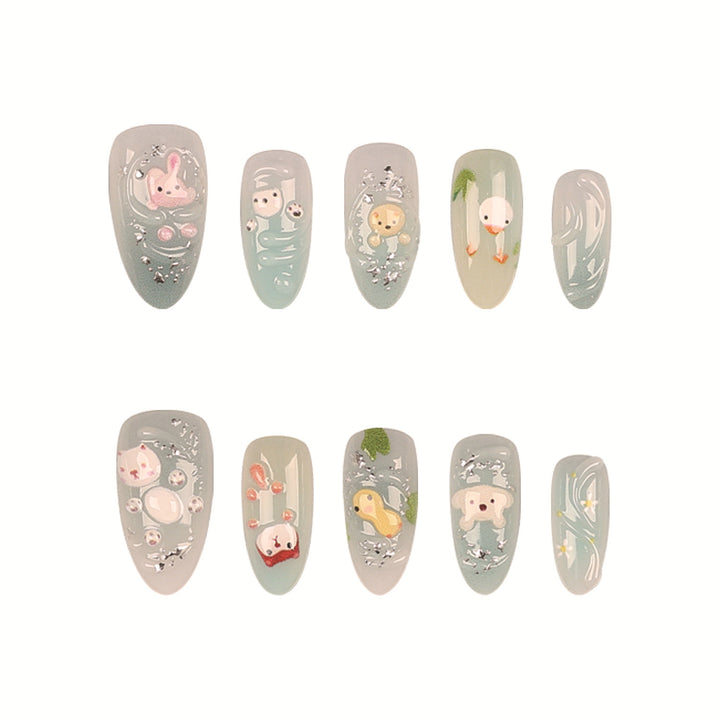 Verspieltes Tier-Themen Press-On Nagelkunst Set