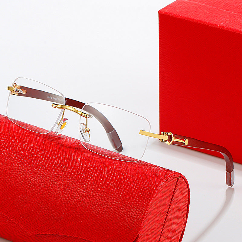 Damen modische Halbrahmen-Sonnenbrille mit luxuriösem Metall- und Kunststoffrahmen Karnz