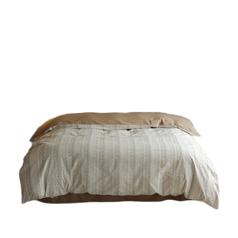 Atmungsaktives Baumwoll-Percale Wende-Streifen-Geometrisches Bettbezug-Set mit Eckbindungen und Kopfkissenbezügen