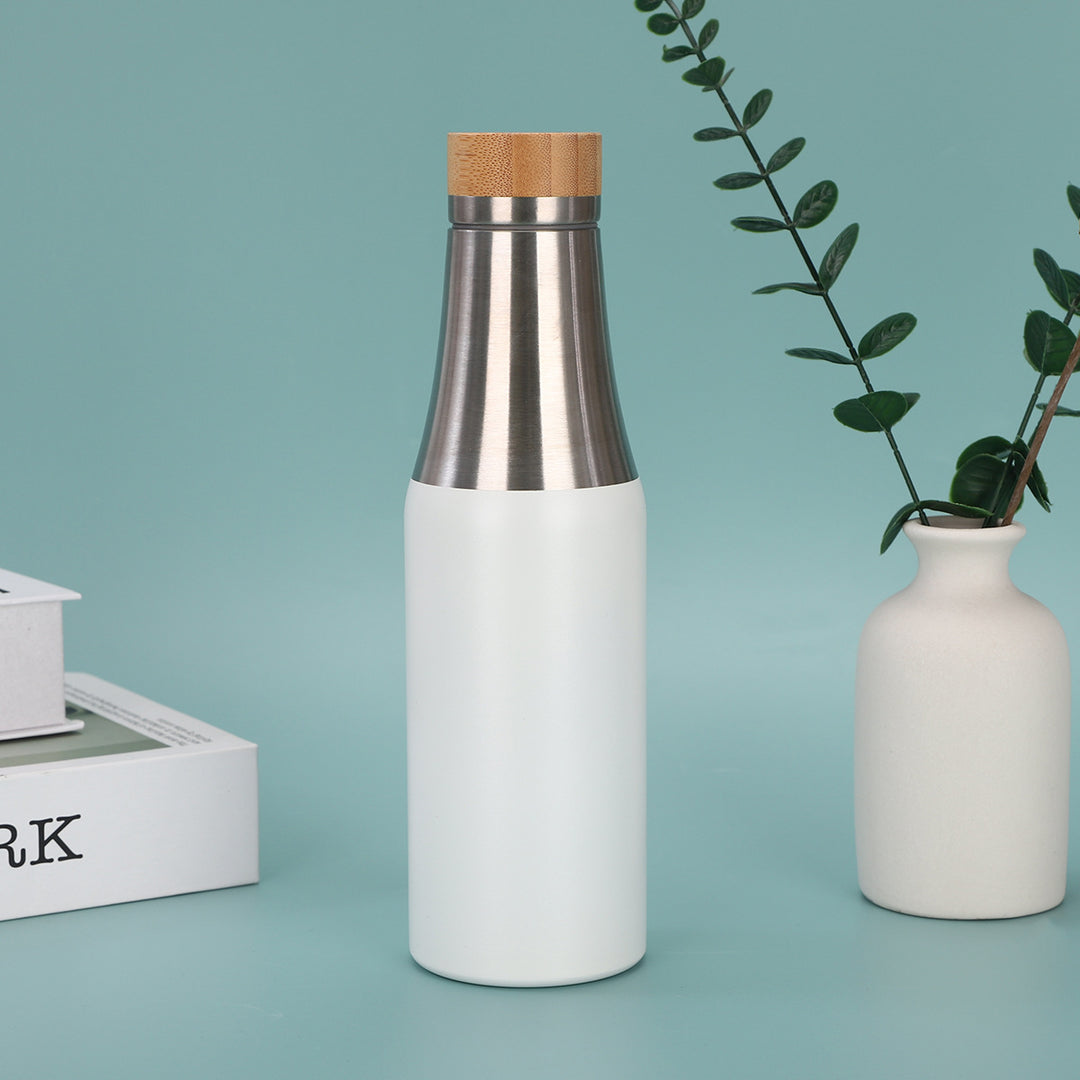 Damen edelstahl isolierte Trinkflasche mit Bambusdeckel Karnz