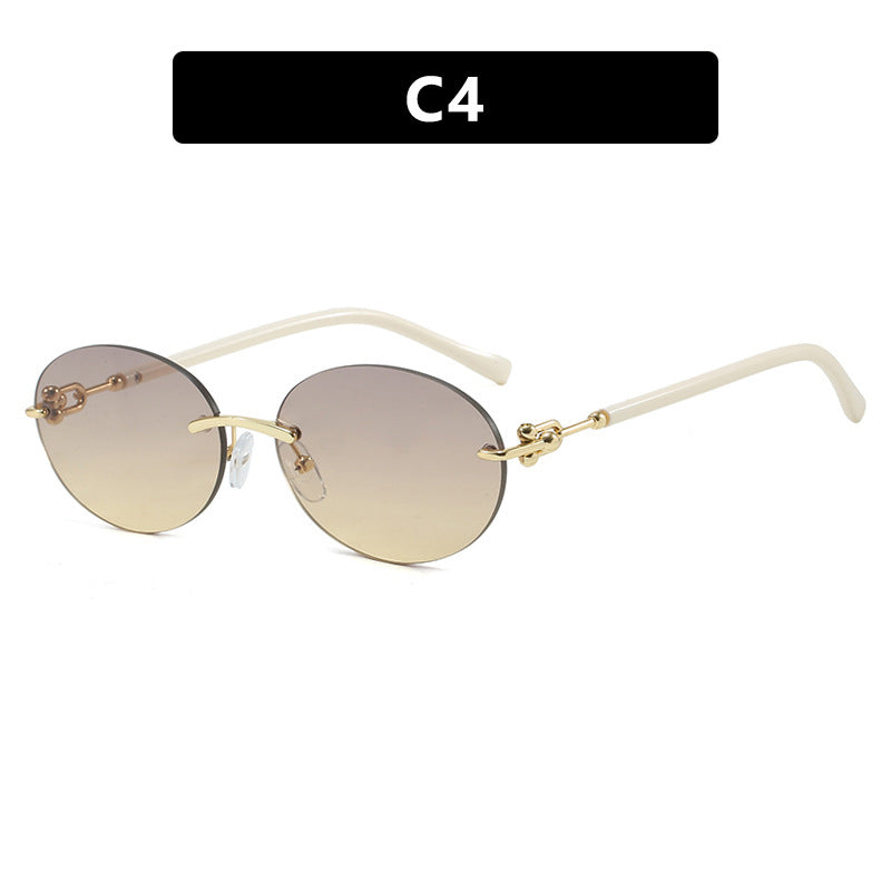 Damen ovale Sonnenbrille mit luxuriösem Metallrahmen und verspiegelten Gläsern Karnz