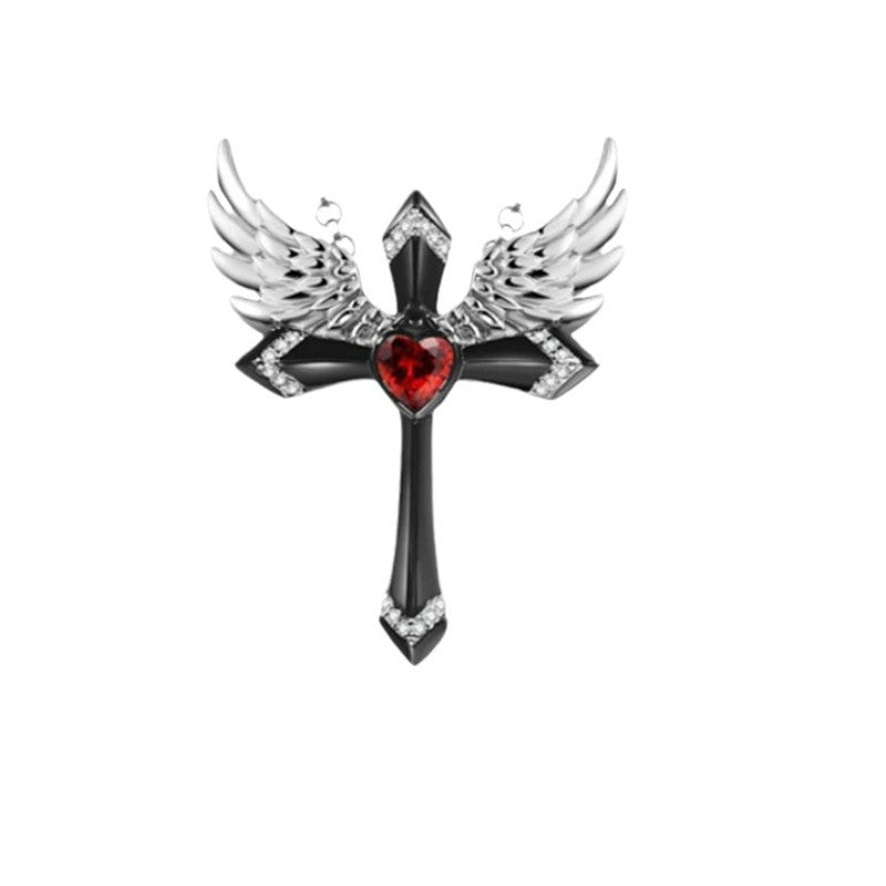 Gothic Engel Flügel Kreuz Anhänger Halskette Karnz