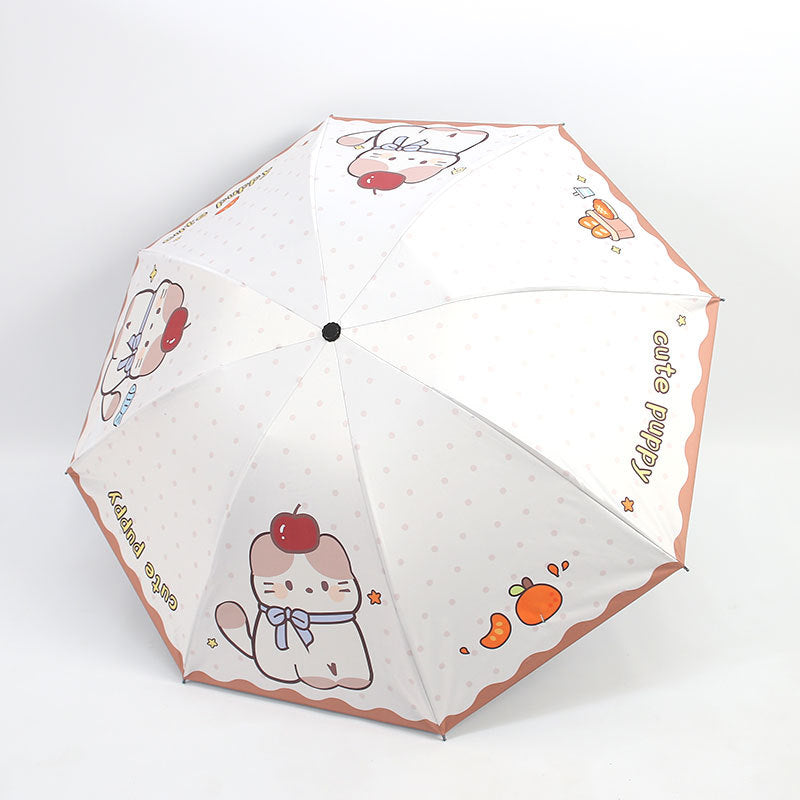Damen Kawaii Falt-Regenschirm Karnz