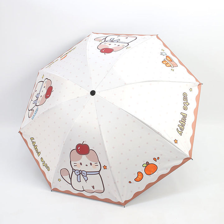 Damen Kawaii Falt-Regenschirm Karnz