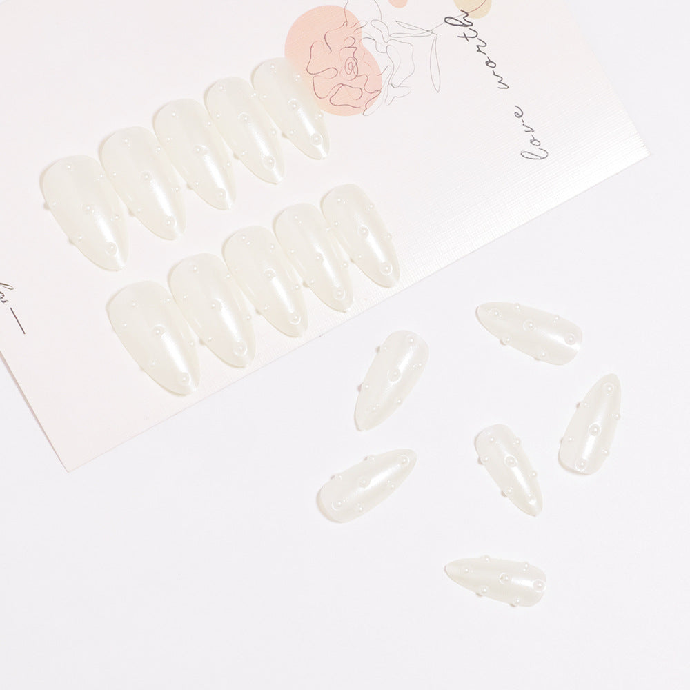 Premium Perlenverzierte Stiletto Press-On Nägel Karnz