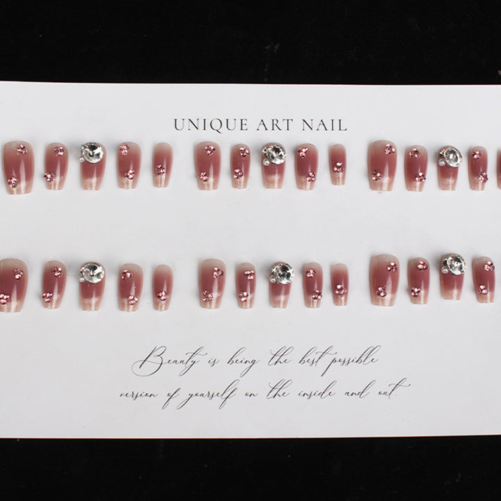 Rhinestone-verziertes Press-On-Nagelkunst-Set Karnz