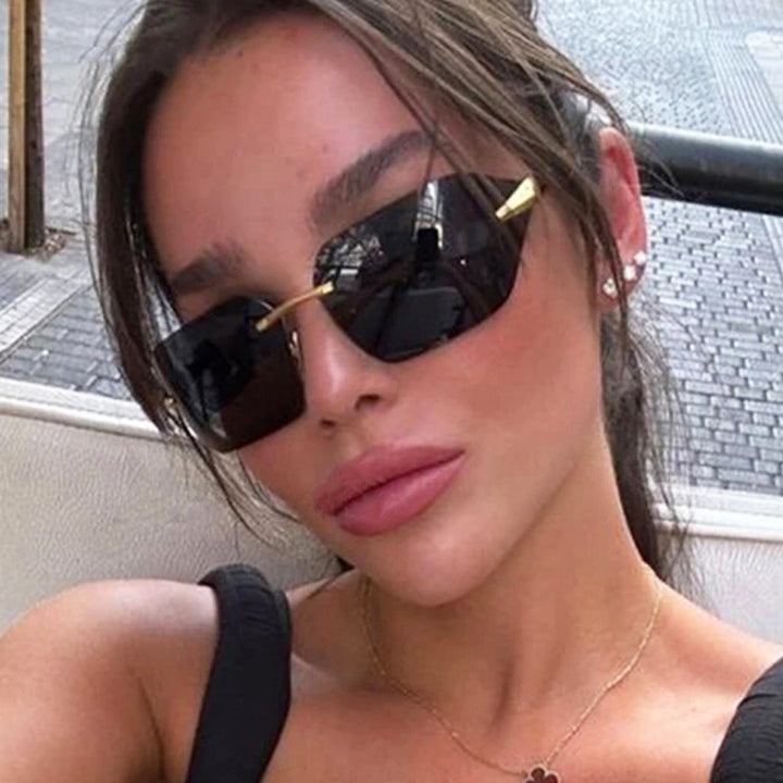 Damen geometrische Sonnenbrille mit elegantem Metallrahmen und polarisierten Gläsern Karnz