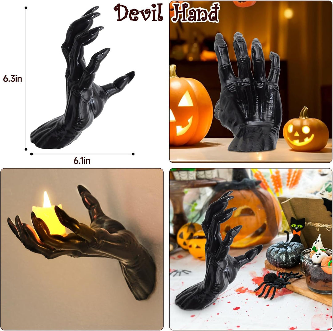 Wandkerzenhalter in realistisch geformter Hand aus Resin