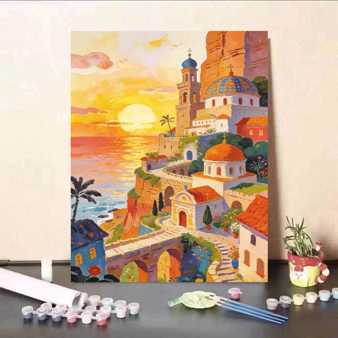 Szenische Sonnenuntergang Leinwand Kunst Karnz