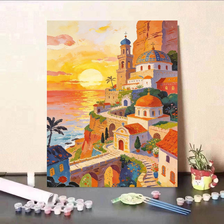 Szenische Sonnenuntergang Leinwand Kunst Karnz