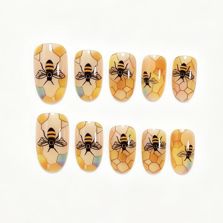 Künstlerisches Bienen-Themen Press-On Nagelkunst Set Karnz