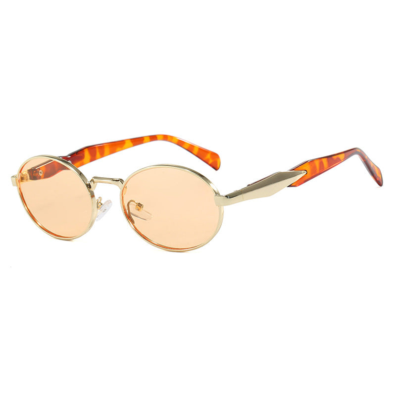 Damen Designer-Sonnenbrille mit einzigartigem ovalem Rahmen und luxuriösen Akzenten Karnz