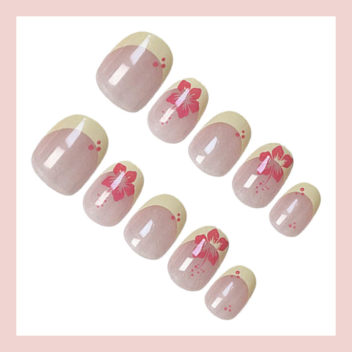 Kunstnagelset mit floralen Designs und elegantem Farbverlauf Karnz