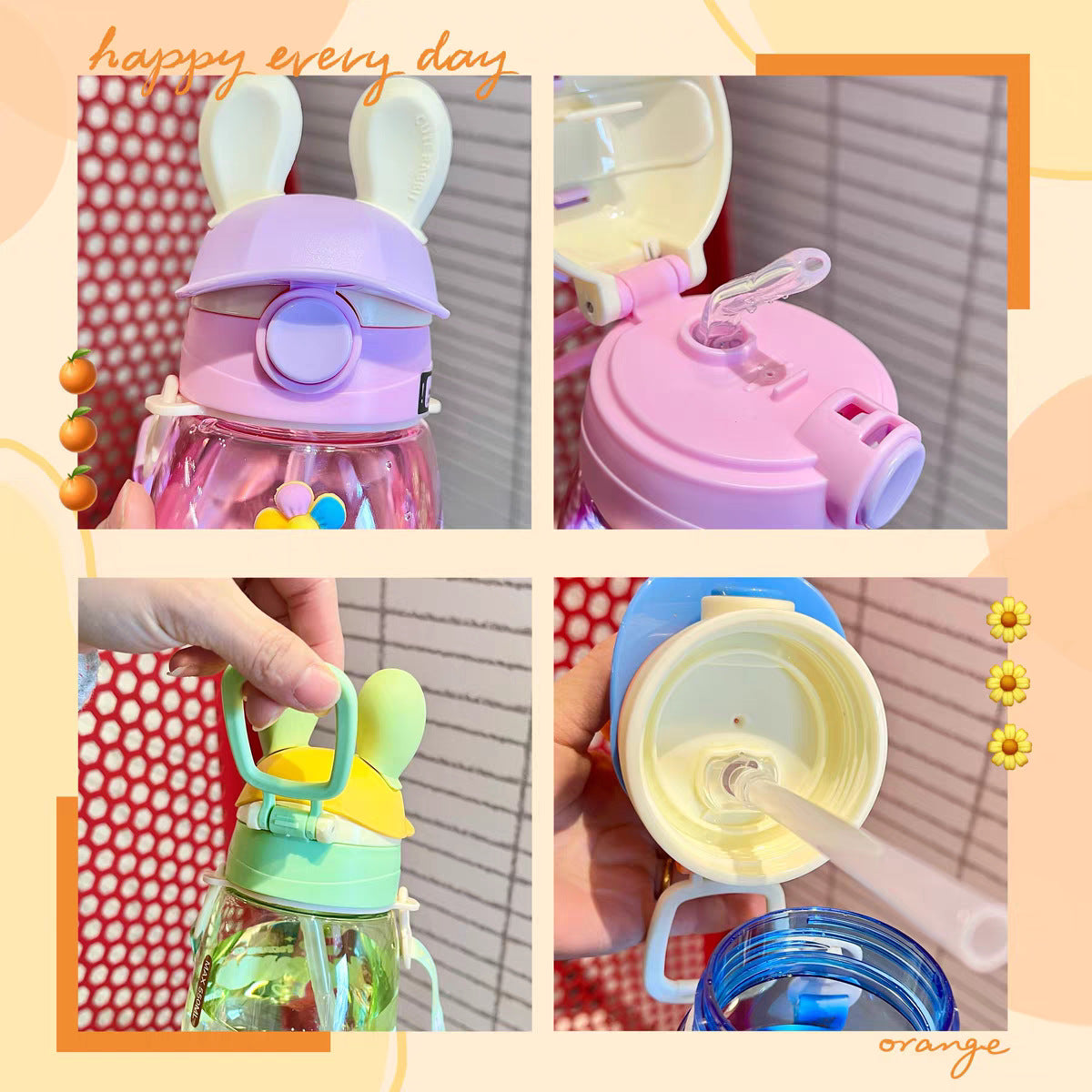 Damen Stilvolle Wasserflasche mit Bunny-Deckel Karnz