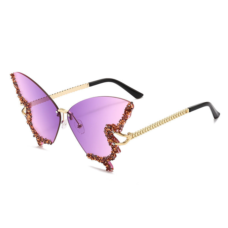 Damen extravagante Sonnenbrille mit funkelndem Butterfly-Design Karnz
