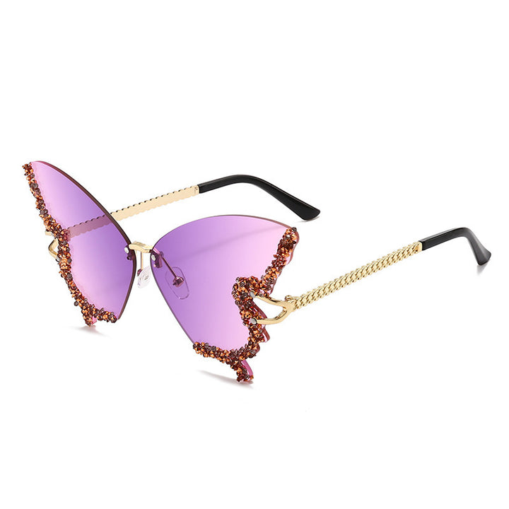 Damen extravagante Sonnenbrille mit funkelndem Butterfly-Design Karnz