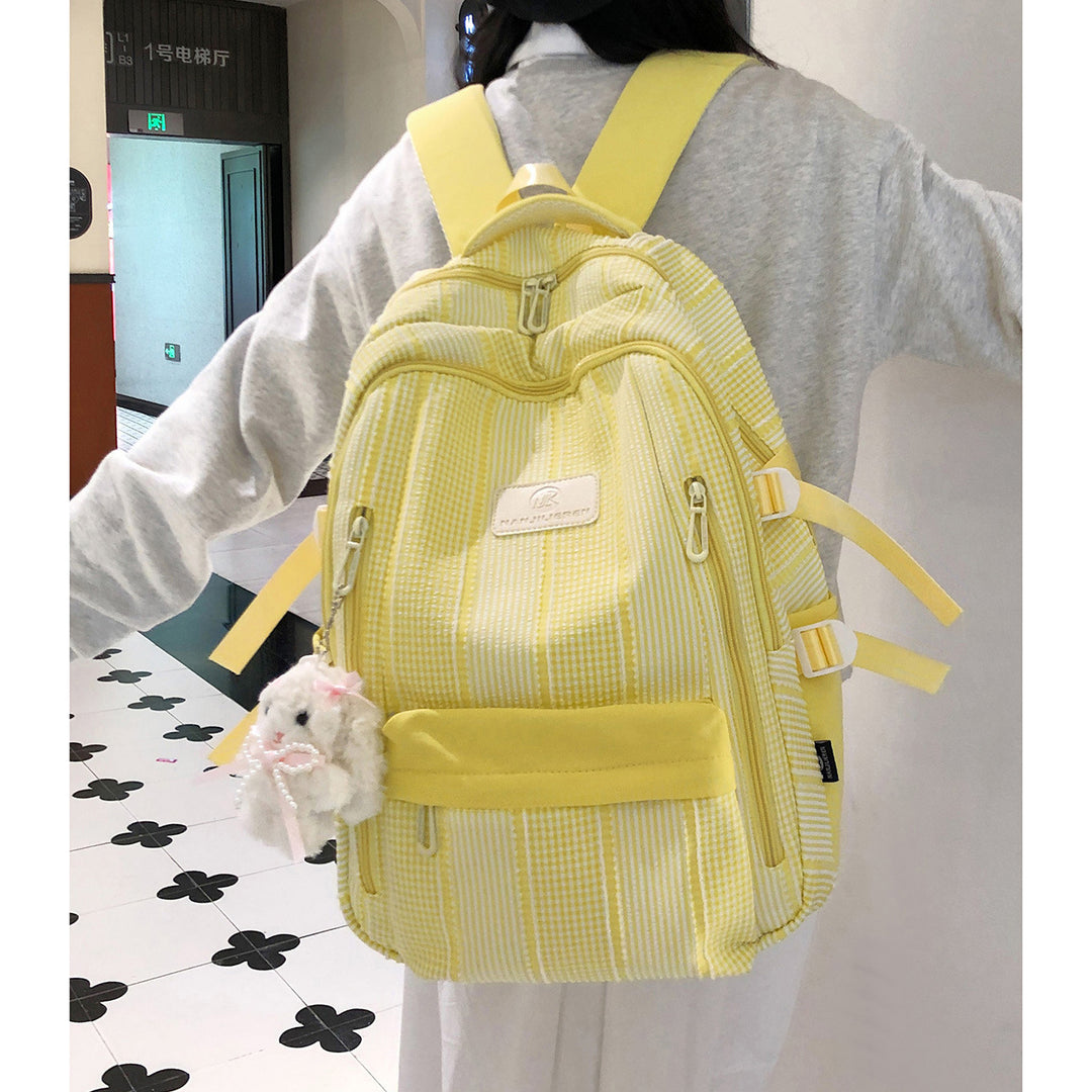 Gestreifter Rucksack mit Schlüsselanhänger Charm Karnz