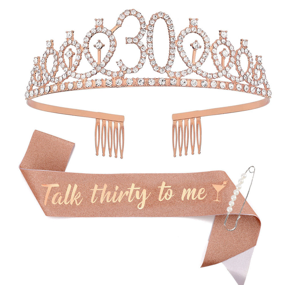 Damen Glitzernde Tiara mit personalisiertem 80. Geburtstagsschriftzug Karnz
