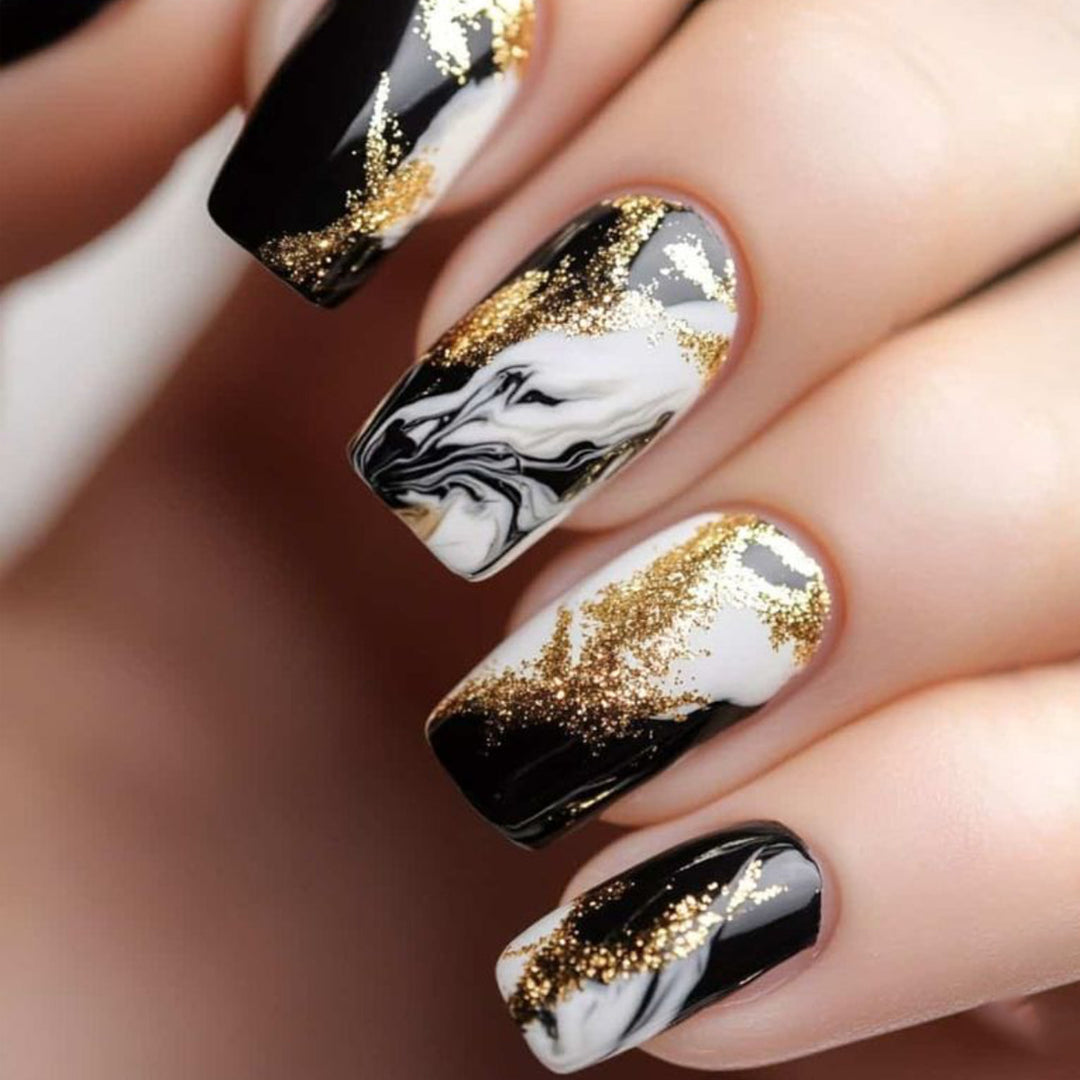 Elegante Marmor-Effekt Nagelkunst Verlängerungen Karnz