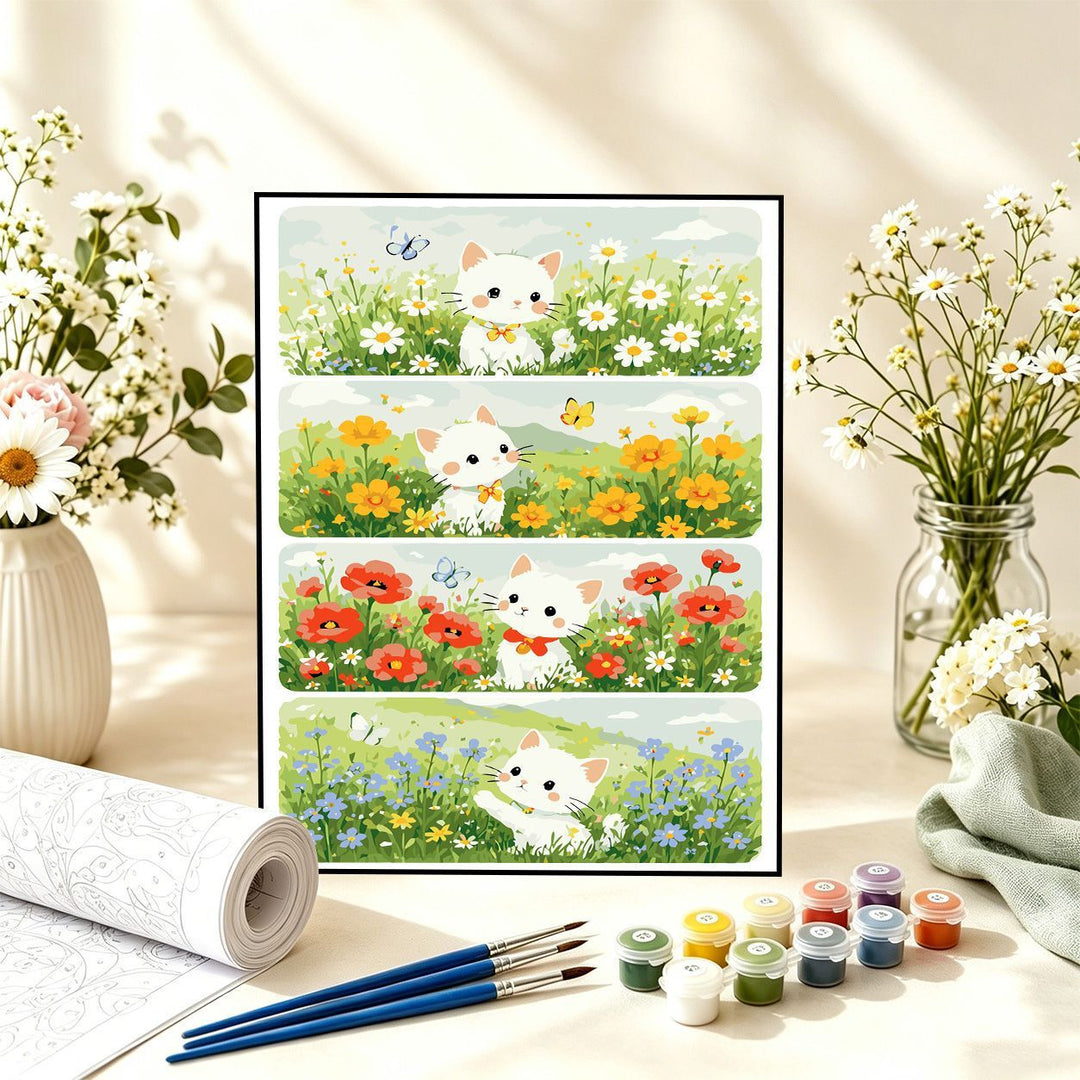 Verspieltes florales Katzenmalset Karnz