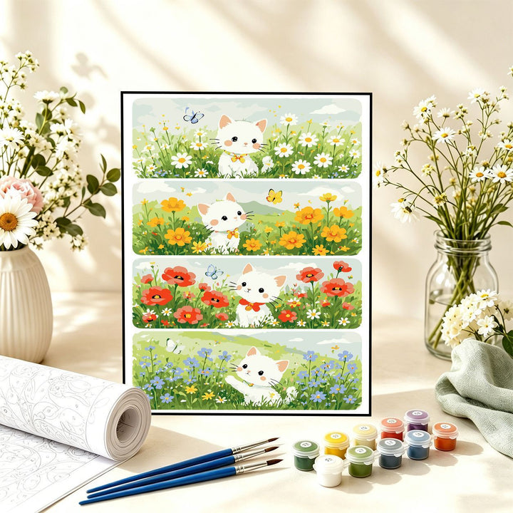 Verspieltes florales Katzenmalset Karnz