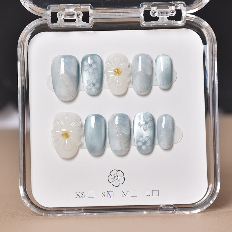 Dekorativer Floral Press-On Nagelset Karnz