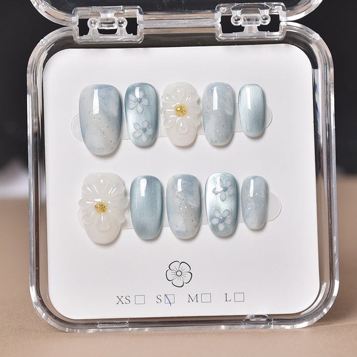 Dekorativer Floral Press-On Nagelset Karnz
