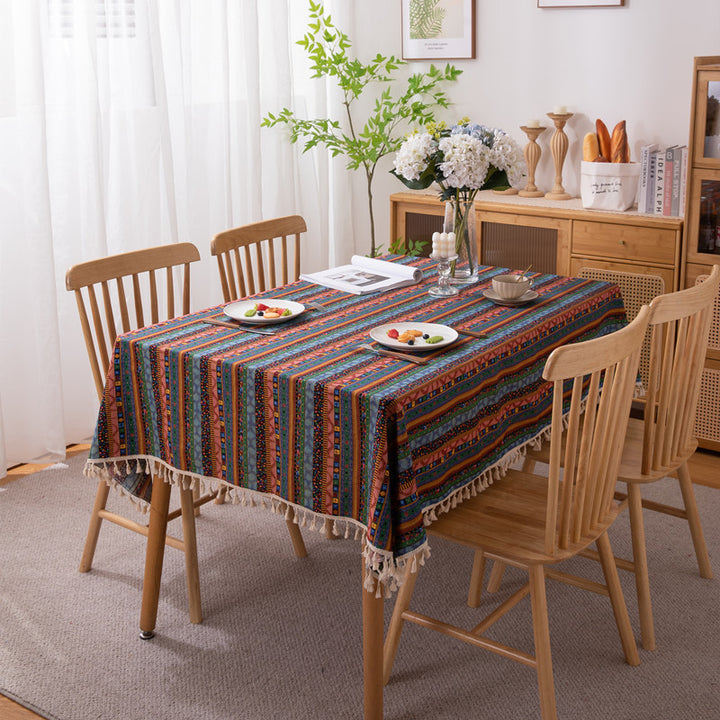 Lebhaftes Bohemian Fransen Tischdecke