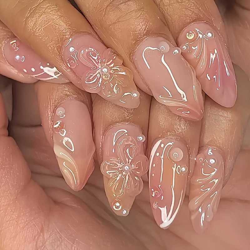 Florale Themen Press-On Nagelkunst Karnz