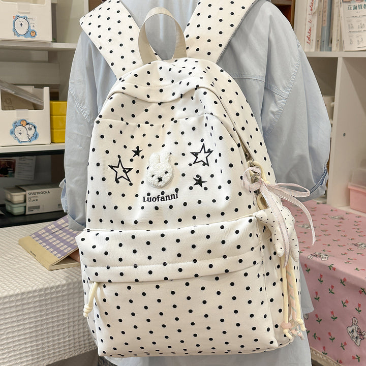 Polka Dot Rucksack mit süßen Figurenakzenten Karnz
