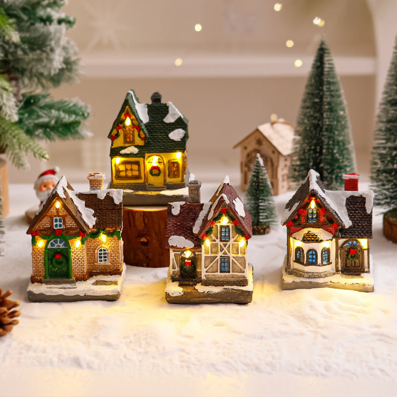 Dekoratives Weihnachtsdorf mit Lichtern Karnz
