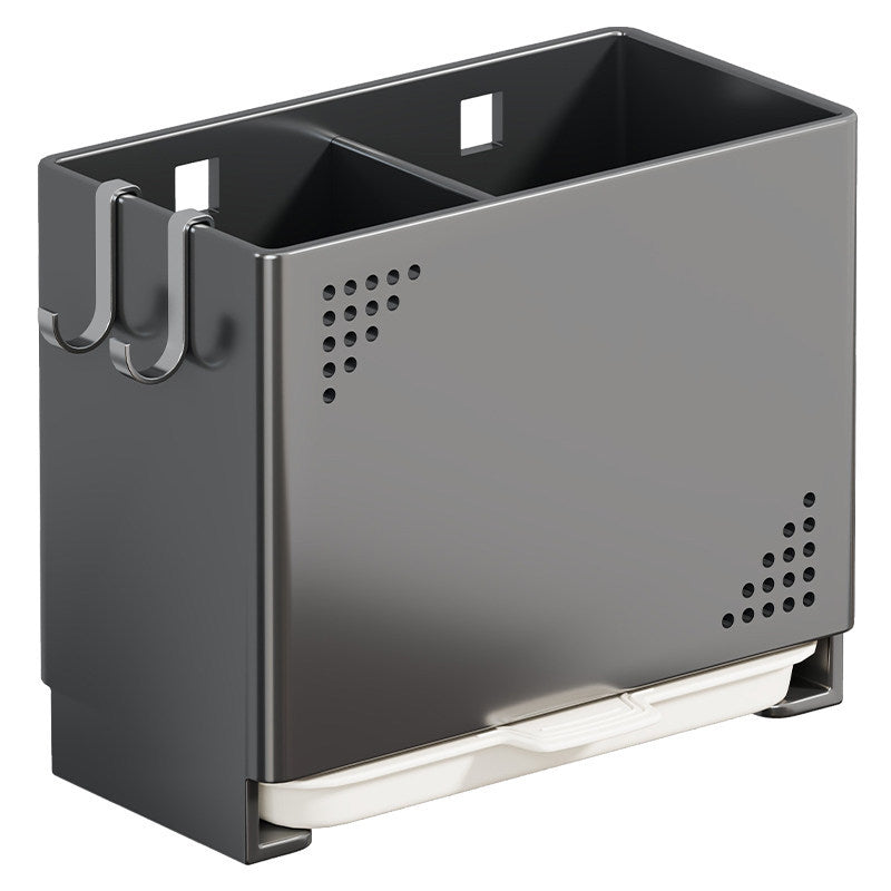 Wandmontierter Ablagebesteckorganizer mit abnehmbarem Tablett und Haken