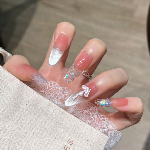 Elegante Glitzernde Press-On Nagelkunst Karnz