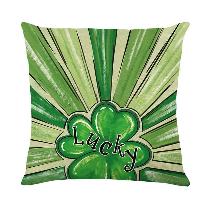 Dekorative Baumwoll-Leinen St. Patrick's Day Quadrat Kissenbezug mit Shamrock-Druck