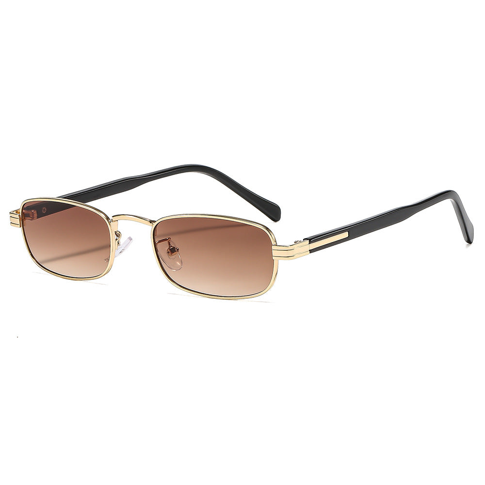 Damen modische Sonnenbrille mit stilvollem Metallrahmen und orangefarbenen Gläsern Karnz