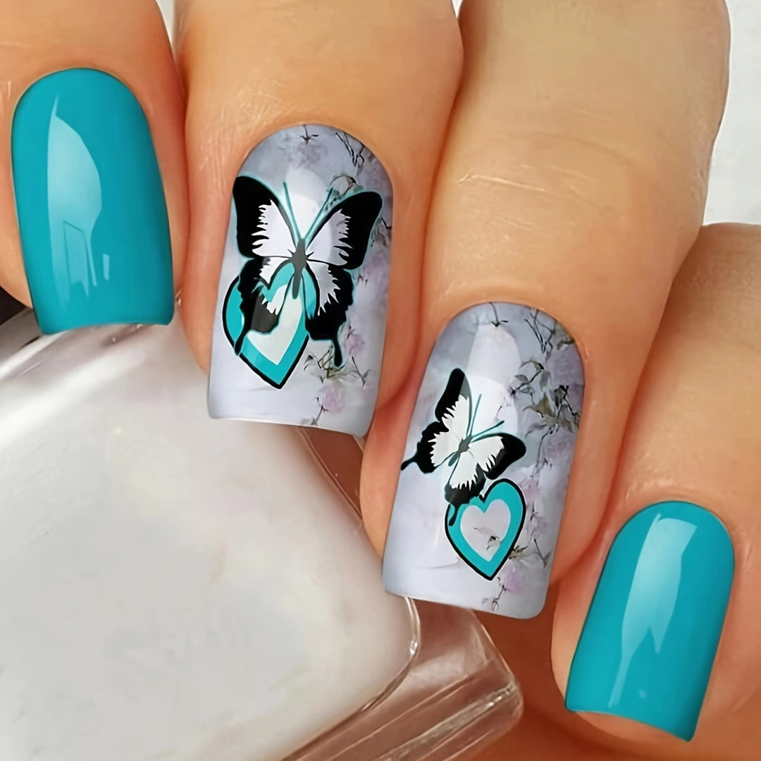 Künstliche Kunstnägel mit Detailliertem Schmetterlingsdesign Karnz