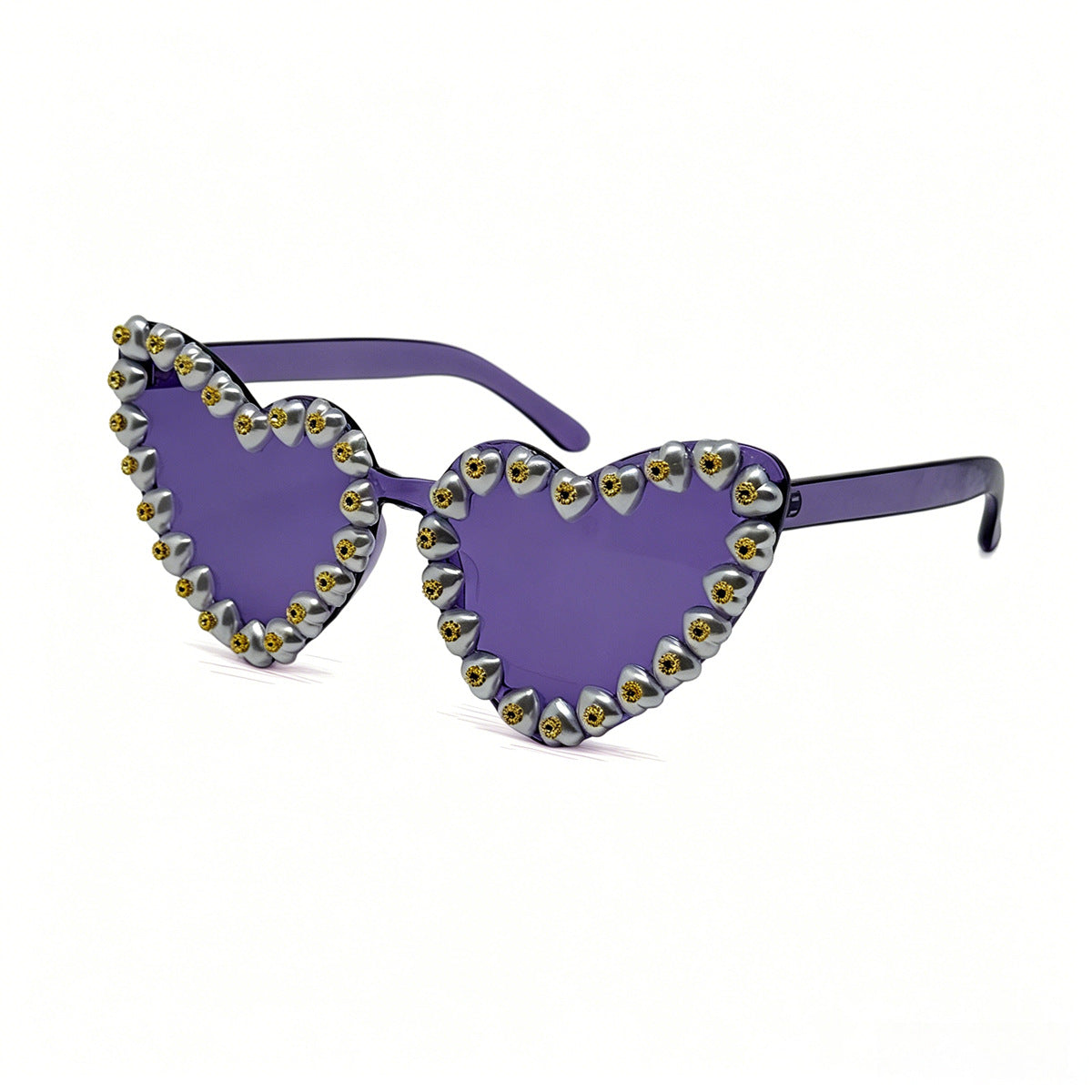 Damen Herzförmige Sonnenbrille mit extravaganten Schmuckdetails Karnz