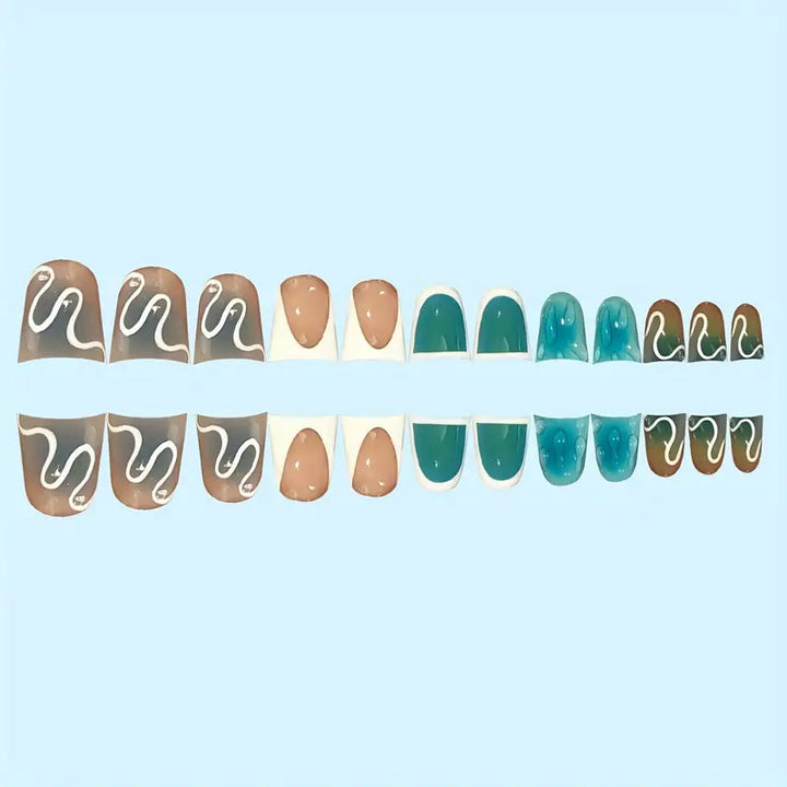 Künstlerisches abstraktes Press-On-Nageldesign Karnz
