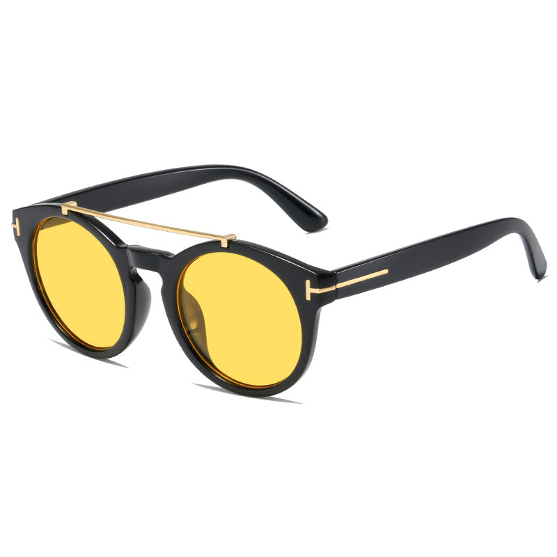 Damen modische Sonnenbrille mit eleganten runden Gläsern Karnz