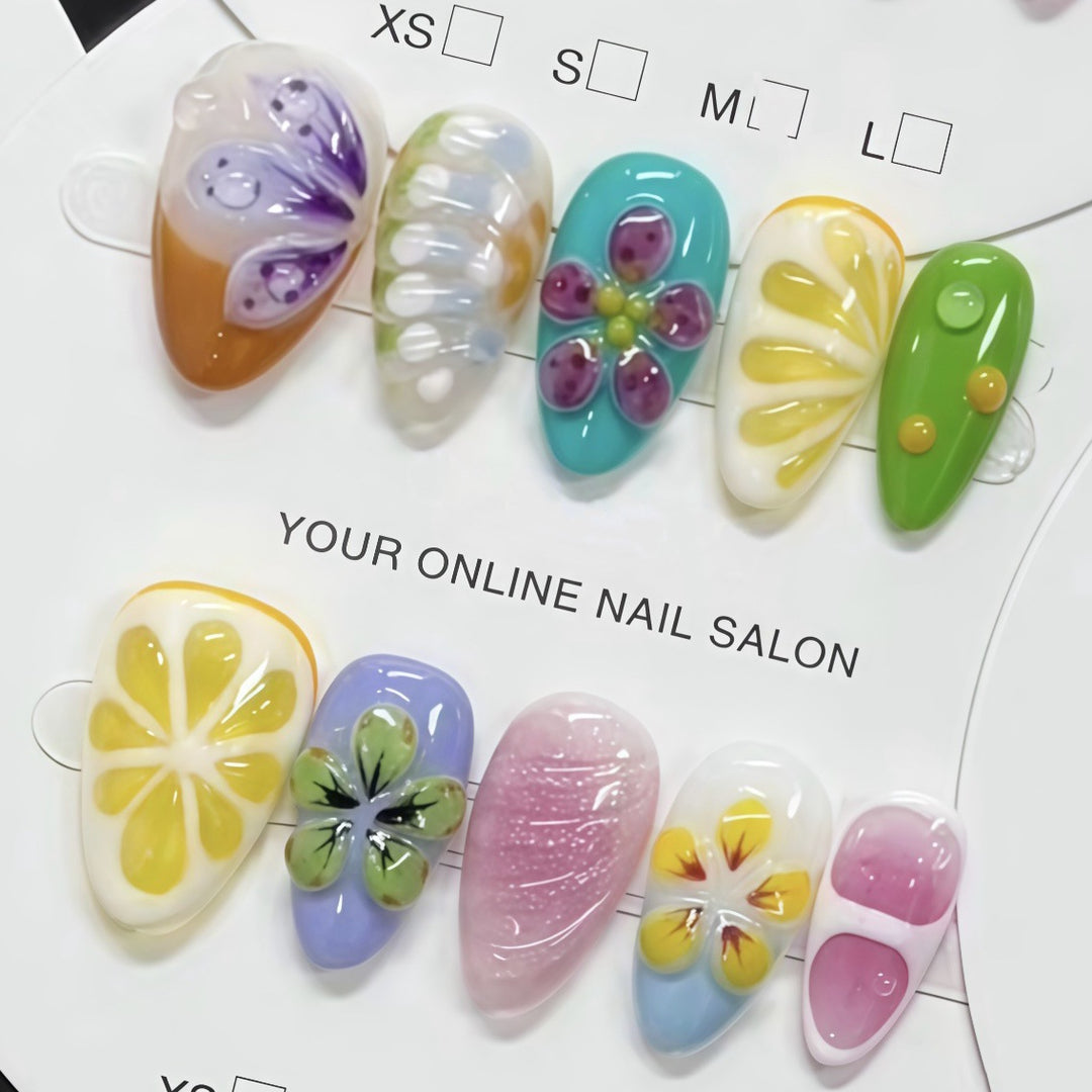 Handwerklich gestaltetes Press-On-Nagelset