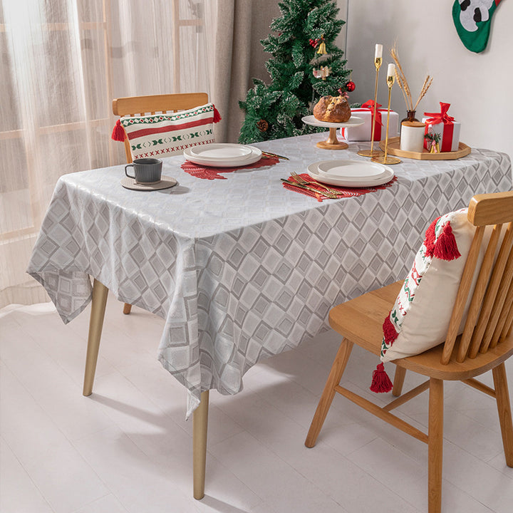 Rechteckige Jacquard-Tischdecke mit diamantgewebter Struktur