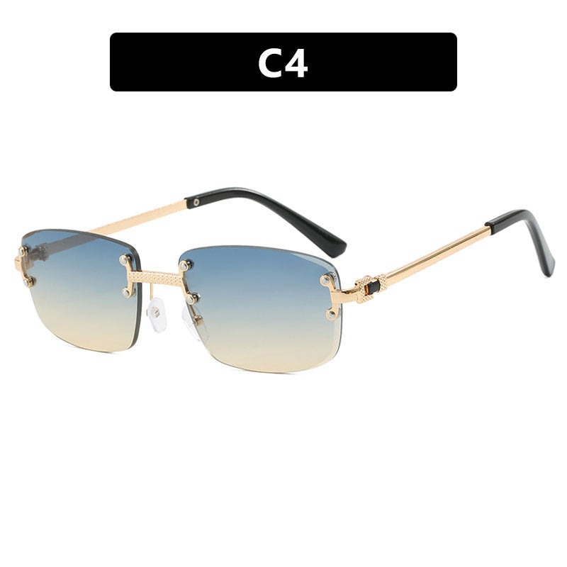 Damen elegante quadratische Sonnenbrille mit transparenten Gläsern und hochwertigem Metallrahmen Karnz